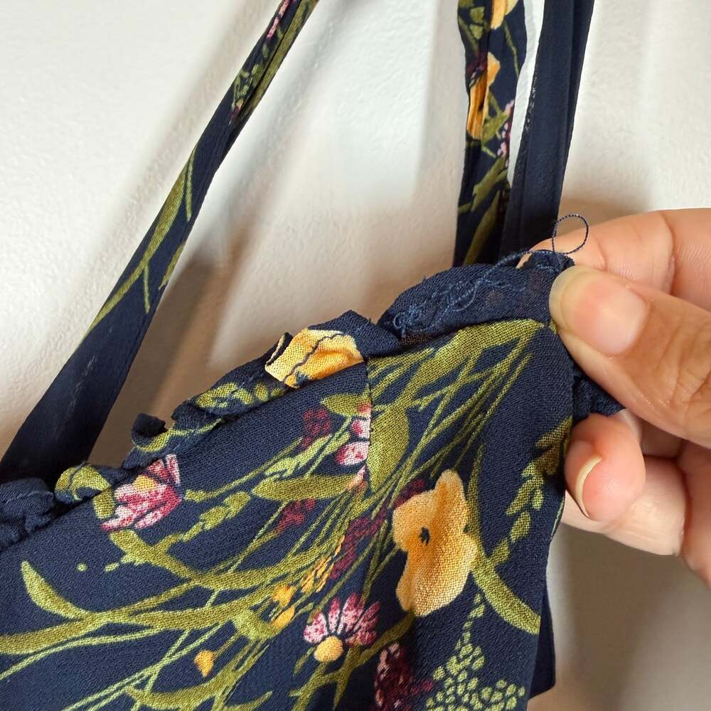 Reformation Nikita Midi Mademoiselle Navy Floral Tank Tie Strap Dress Size 4 - Picture 12 of 15